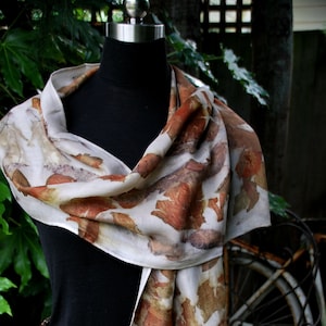 Merino and Silk blend Scarf. Eco-printed