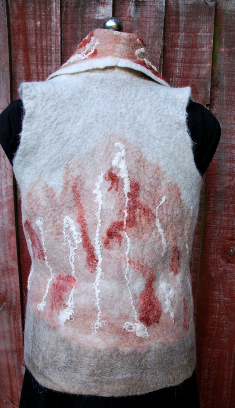 In the Pink: Designer NZ Merino and Mohair blended wool felted vest. Collage inset image 3