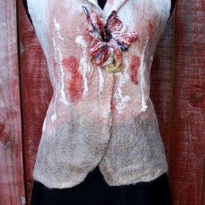 In the Pink: Designer NZ Merino and Mohair blended wool felted vest. Collage inset image 2