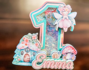 Personalized Fairy 1st Birthday Cake Topper, Woodland Theme