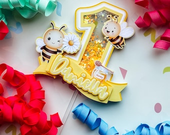 First Bee Day Cake Topper: Bumble Bee Party Decor
