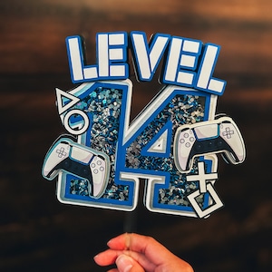 Gamer Cake Topper Video Game Birthday Party Decoration Personalized Gaming Cake Topper for Kids, Teens, and Adults