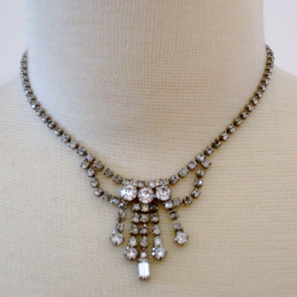 Vintage Clear Rhinestone Choker Necklace