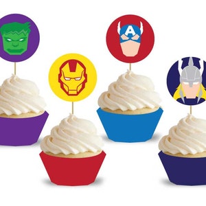 Avenger Inspired Birthday Party Cupcake Toppers