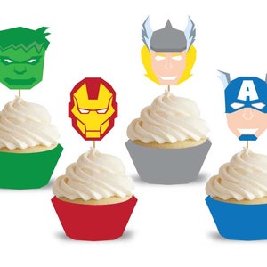 Avenger Inspired Birthday Party Cupcake Toppers