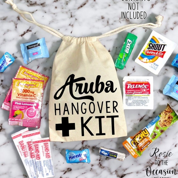 Aruba Hangover Kit, Bachelorette Party Hangover Kit, Aruba Bachelorette, Aruba Girls Trip, Aruba Survival Kit