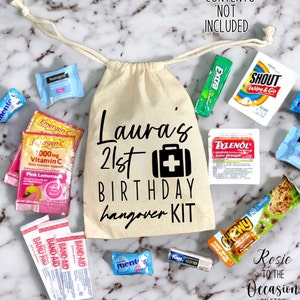Any Age Personalized Hangover Kit, Custom Birthday Hangover Kit, Birthday Party Supplies, Birthday Party, Hangover Kit image 1