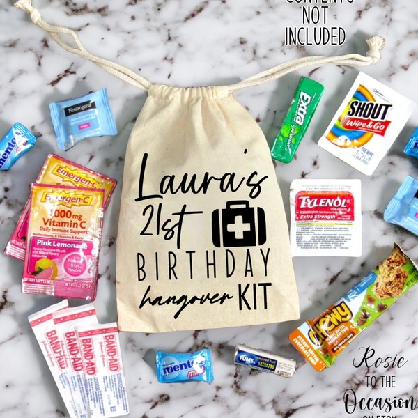 Any Age Personalized Hangover Kit, Custom Birthday Hangover Kit, Birthday Party Supplies, Birthday Party, Hangover Kit