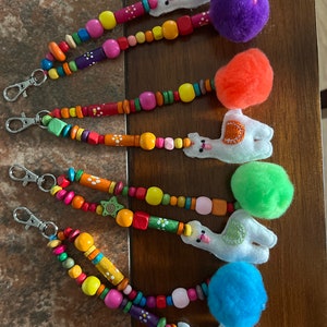 Cute Alpaca key chain bag accessories pompom tassel handmade