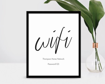 Wifi Network Password Printable Instant Download