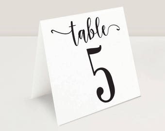 Black Folded Table Numbers Printable PDF, Numbers 1-20, Instant Download