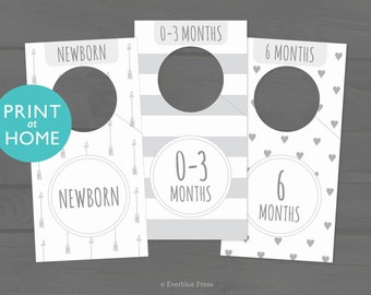 Printable Nursery Closet Divider, Gray Pattern, Instant Download