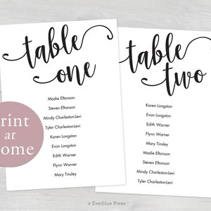 4x6 Printable Wedding Seating Chart Template Cards, Instant Download Seat Assignments image 1