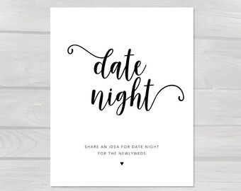 Date Night Jar Printable Sign, 5x7 8x10 PDF Instant Download, Date Idea Suggestion Sign, Alternative Guest Book, Wedding Shower Party Game