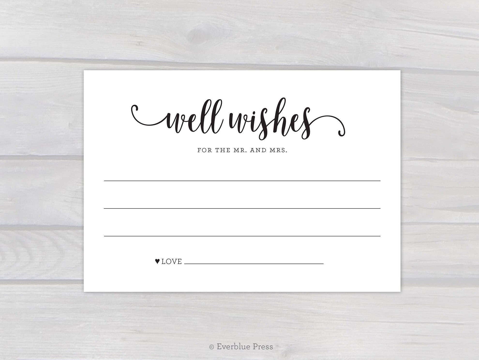 Well Wishes for the Mr and Mrs Card Printable Black or Navy Instant ...