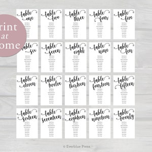 4x6 Printable Wedding Seating Chart Template Cards, Instant Download Seat Assignments image 2
