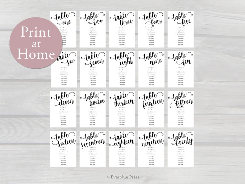 4x6 Printable Wedding Seating Chart Template Cards, Instant Download Seat Assignments image 2
