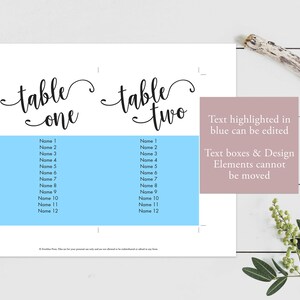 4x6 Printable Wedding Seating Chart Template Cards, Instant Download Seat Assignments image 4