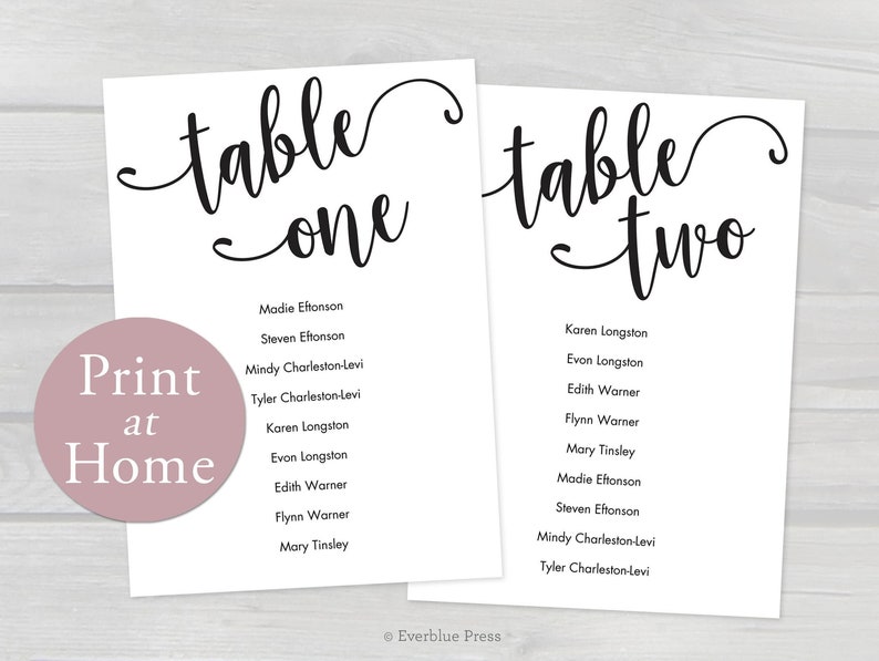 4x6 Printable Wedding Seating Chart Template Cards, Instant Download Seat Assignments image 1