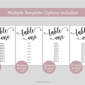 4x6 Printable Wedding Seating Chart Template Cards, Instant Download Seat Assignments image 3