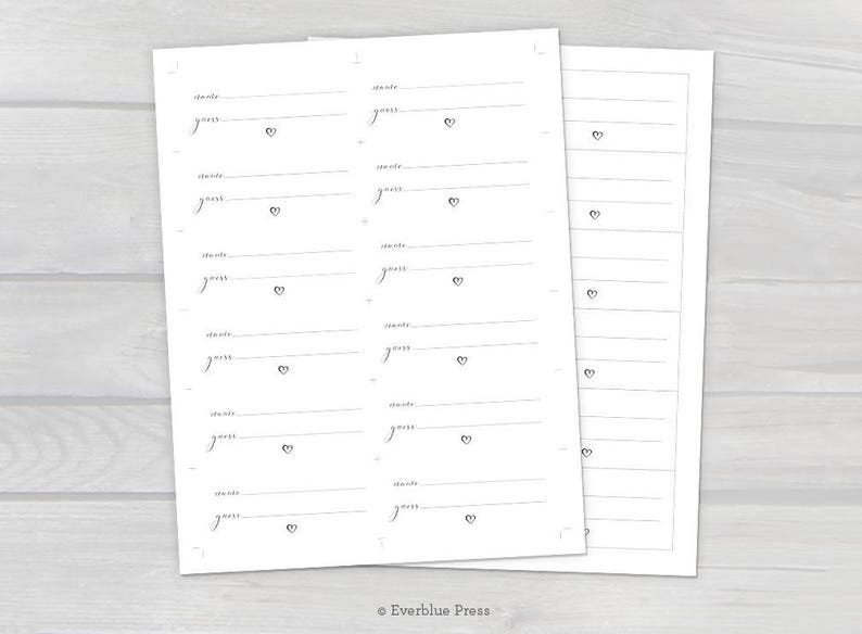 Printable Guess Slips Cards for How Many Game Etsy