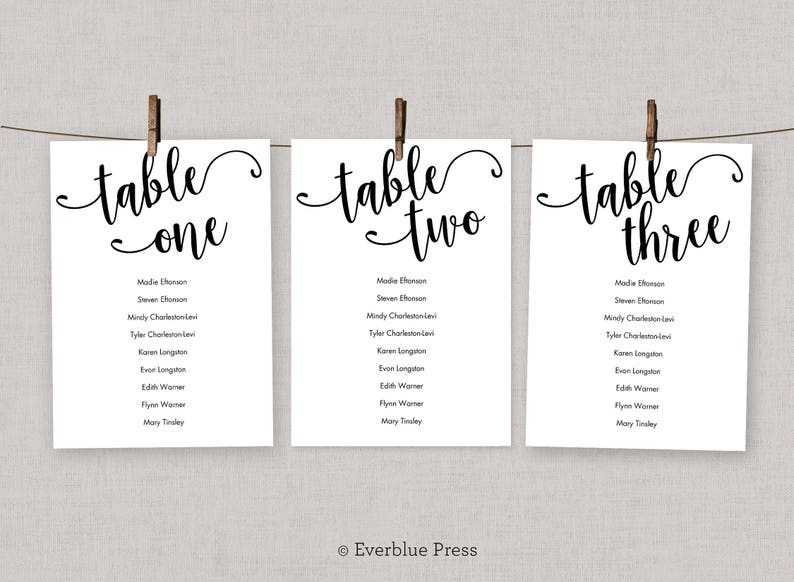 4x6 Printable Wedding Seating Chart Template Cards, Instant Download Seat Assignments image 6