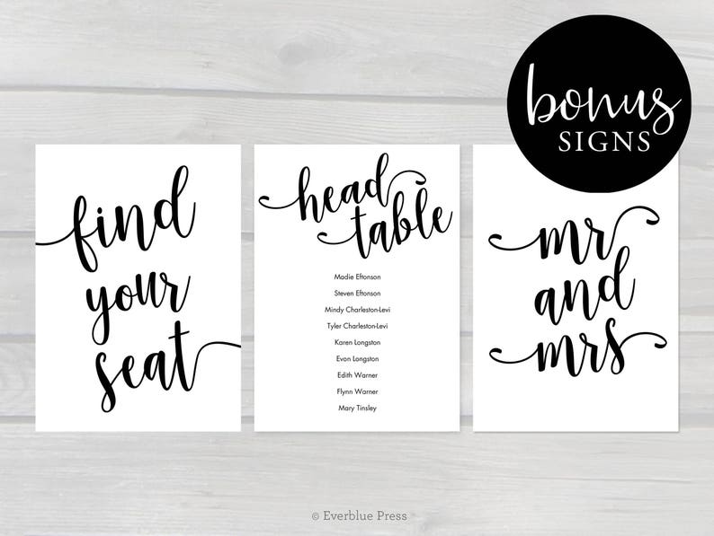 4x6 Printable Wedding Seating Chart Template Cards, Instant Download Seat Assignments image 5