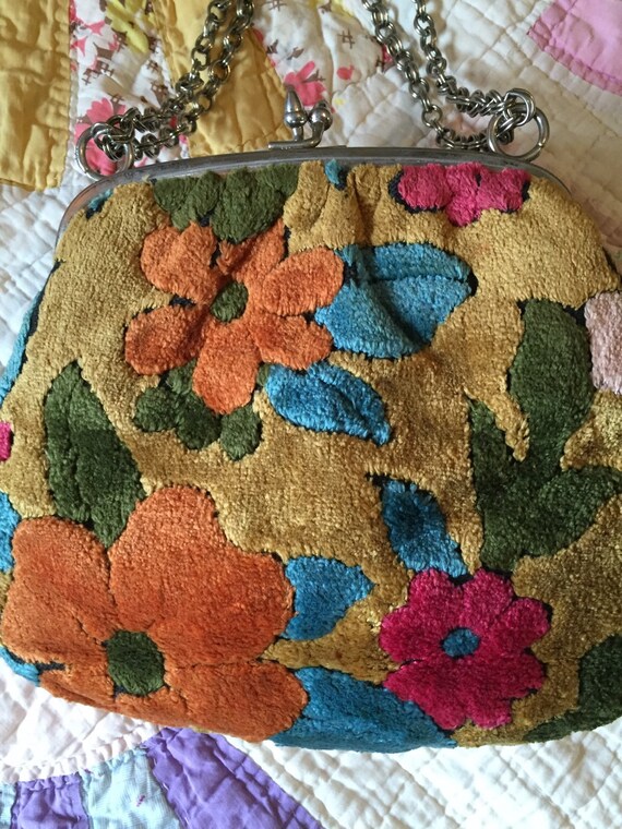 Georgeous vintage Velour floral purse - image 2