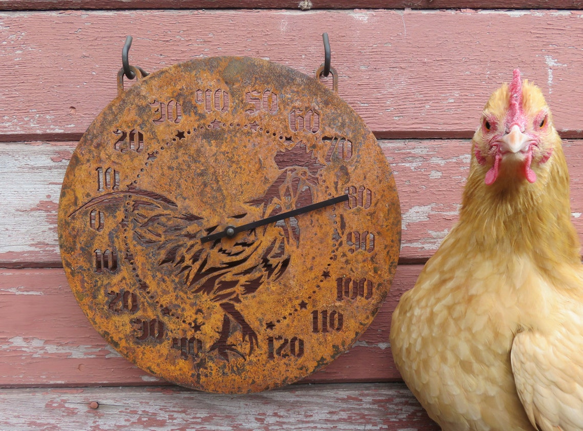 Outdoor Rooster Thermometer Etsy