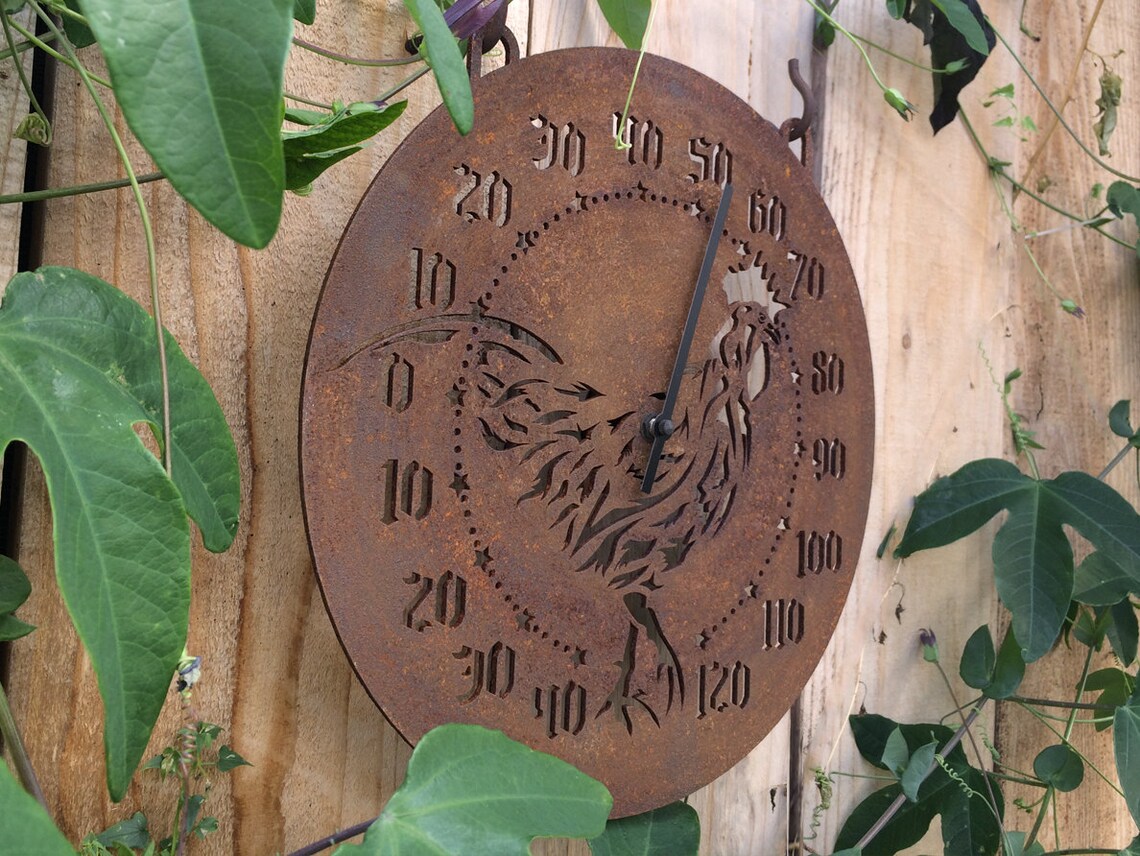 Outdoor Rooster Thermometer Etsy