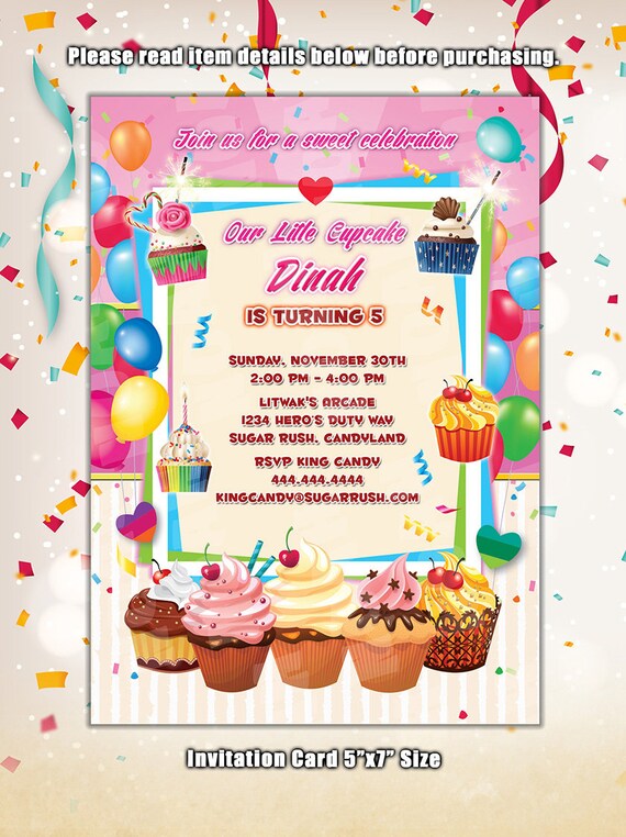 Cupcake Invitation Cupcake Decorating Party Invites Cupcake Etsy