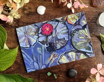 Lilypad Postcard ~ Pond ~ Nature Art ~ Calming Art ~ Postcrossing ~ Minit Print