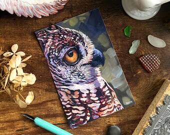 Great Horned Owl Postcard ~ Owl Art ~ Birds ~ Happy Mail ~Nature