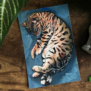 Lounging Cat Postcard ~ Feline Art ~ Happy Mail ~ Pet Art ~ Mini Print