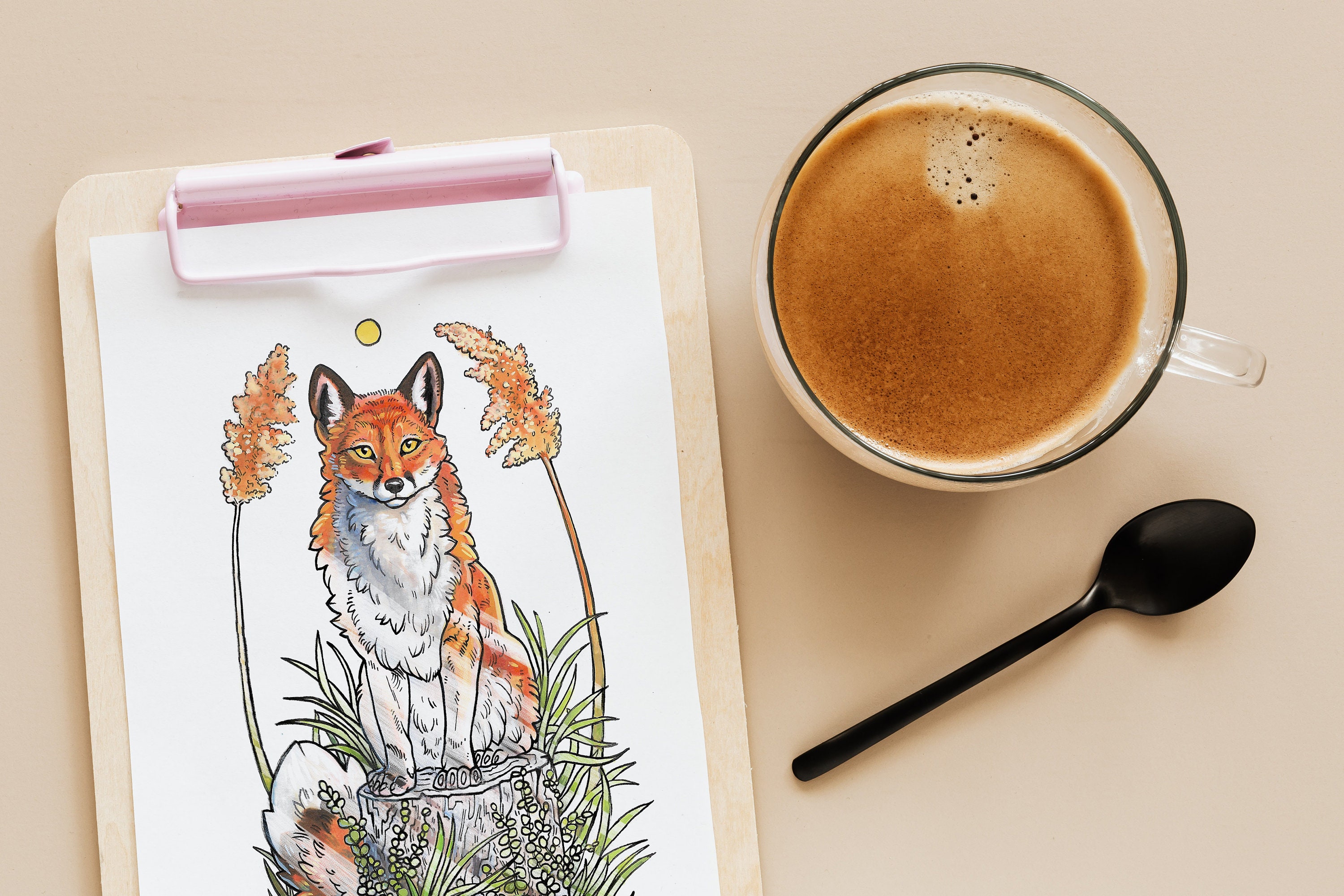 Spring Foxy Coloring Spring Fox Coloring Page ~ Printable Coloring Page Digital Download ...