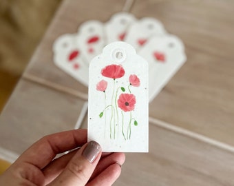 Poppy Seeded Gift Tags x6 | Seeded Gift | Plantable Gift Tag | Poppy Seed | Wedding Tags | Birthday Tags | Baby Shower Tags | Christmas Tag