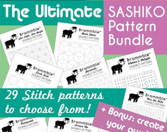 29 Printable Sashiko Patterns for Geometric Stitching & Mending. Instant PDF Download with a bonus dot grid to create your own pattern.