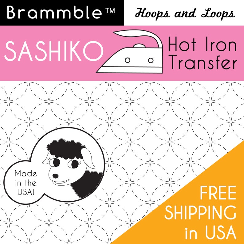 Sashiko Hot Iron Transfer Hoops and Loops image 1