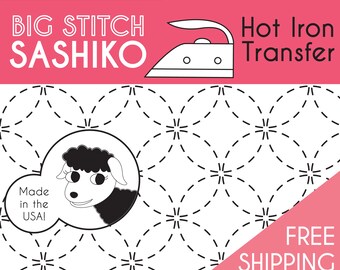 Círculos de transferencia de hierro caliente Sashiko de BIG STITCH durante días: ¡ideales para acolchar!