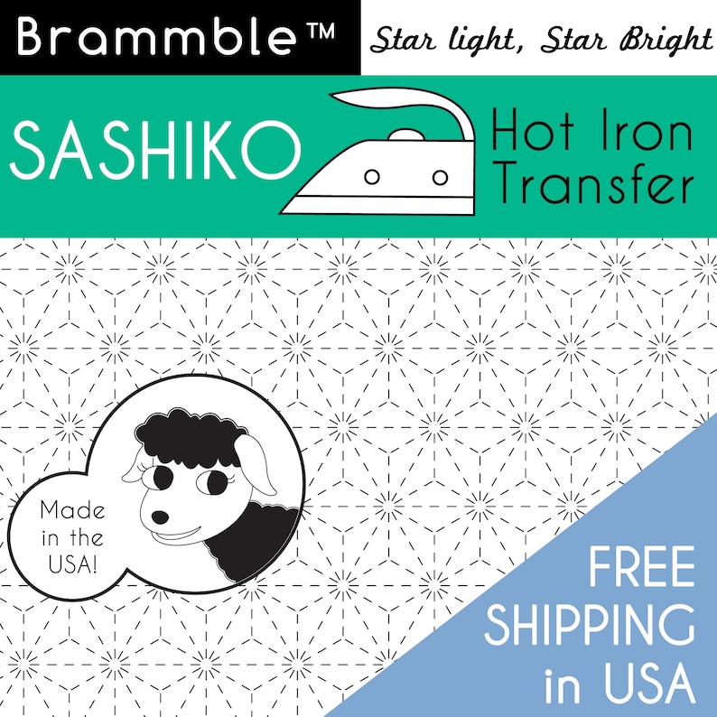 Luz de estrella de transferencia de hierro caliente Sashiko, Star Bright imagen 1