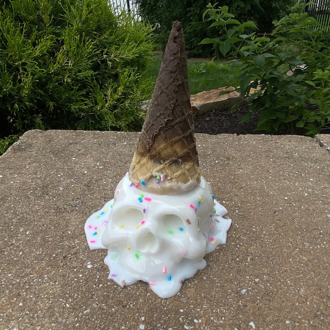Melted Skull Ice Cream Cone Skull Ice Cream Melted Ice Etsy