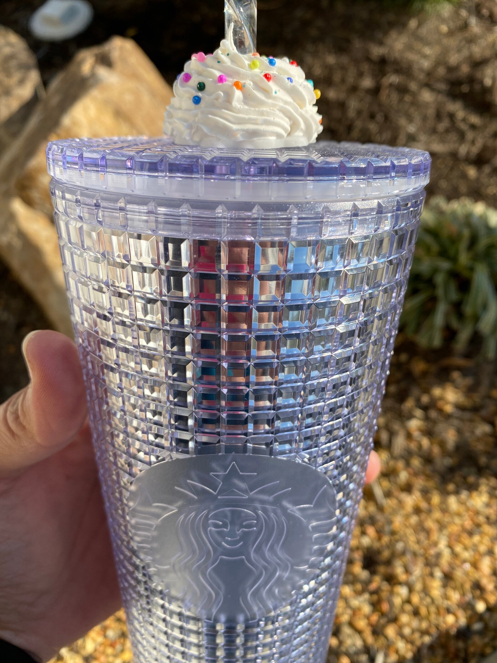 Starbucks Cold Cup Tumbler Straw Topper Faux Whipped Cream Etsy