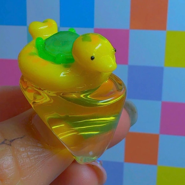 Quack Ring | Duck Acrylic Ring | Gem Duck Ring | Yellow Duck |
