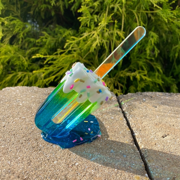 Melted Popsicle ring holder | jelly resin ring holder | pop art resin popsicle | ring holder ice cream | holographic stick popsicle | 1990