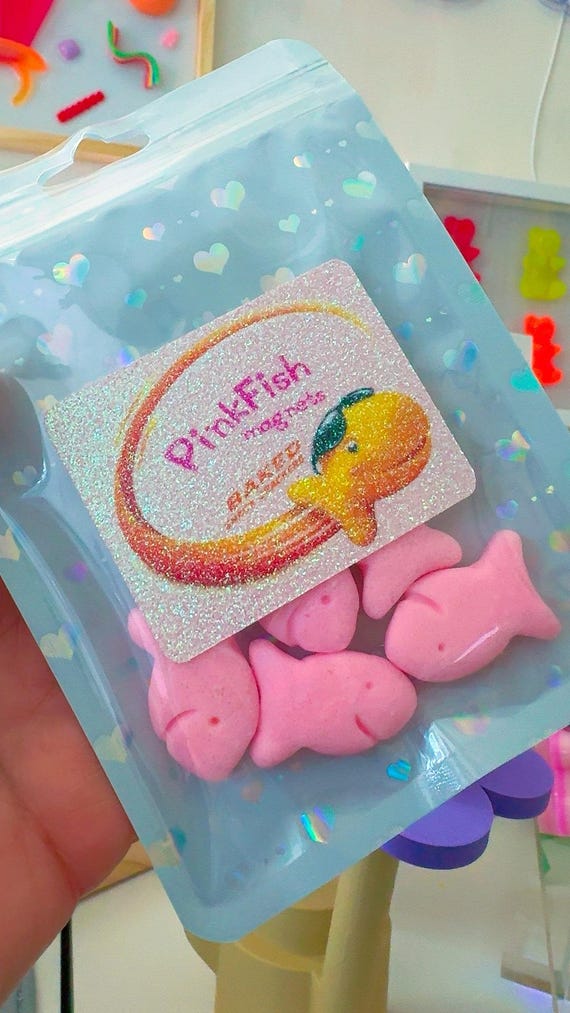 Fish Cracker Magnets | Pink Fish | Baked Cupcake Magnets | Refrigerator Magnets | Cracker Magnets | Cookie Fish |