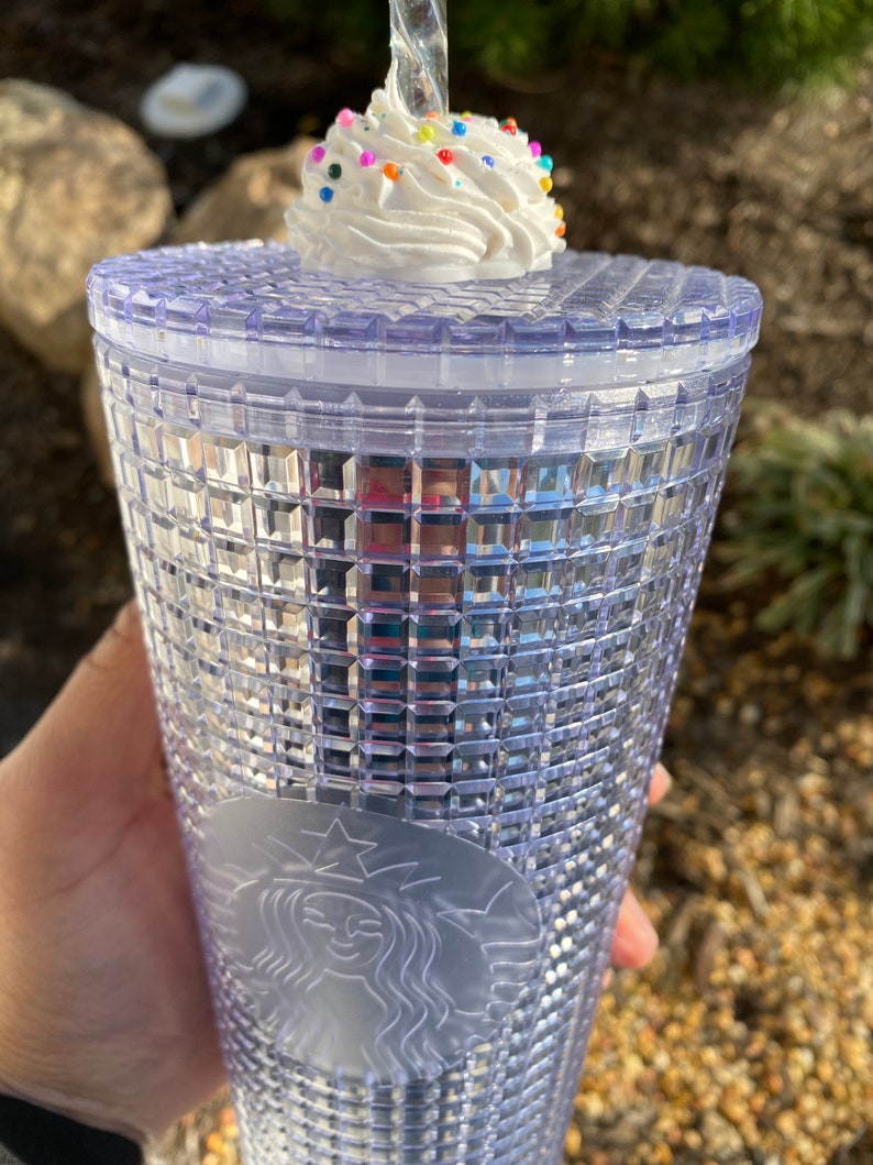 Starbucks Cold Cup Tumbler Straw Topper Faux Whipped Cream Etsy