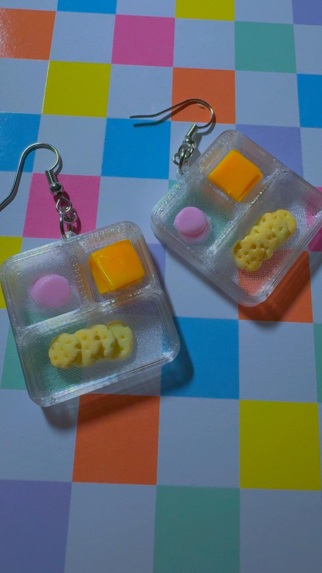 Lunch earrings | cracker cheese and ham earrings | lunch tray earrings