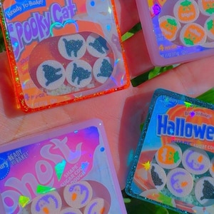 Llavero o portatarjetas de galletas prehorneadas de Halloween / Galletas de fantasmas / Galletas de calabaza / Galletas prehorneadas en rodajas / Galletas combinadas /