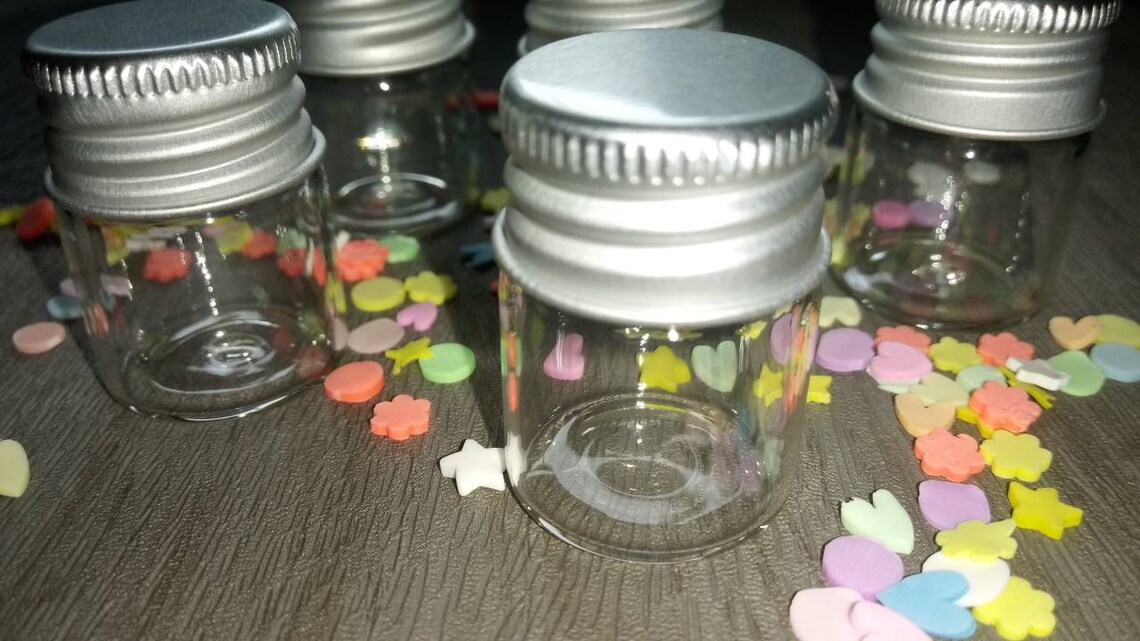 Mini glass jars containers screw lids craft storage Etsy