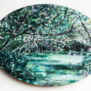 Where the frogs live, water landscape, jungle, landscape, oil painting, unique, handmade